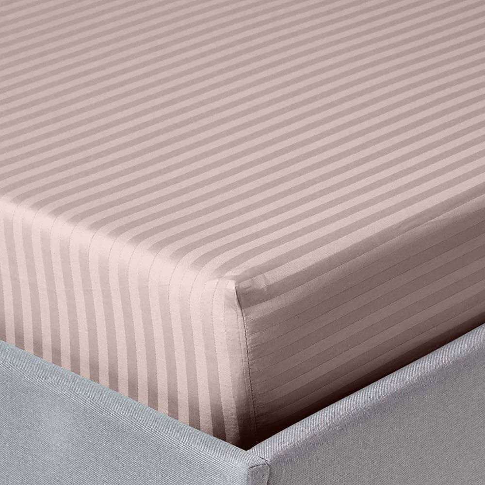 Hometerior Luxe Satin Stripes Bedsheet – Soft Blush, Dreamy & Elegant - 210 TC