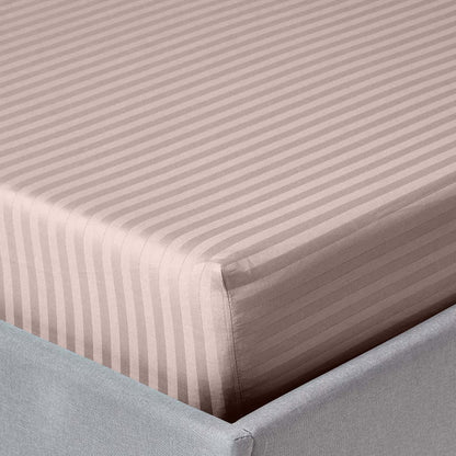 Hometerior Luxe Satin Stripes Bedsheet – Soft Blush, Dreamy & Elegant - 210 TC