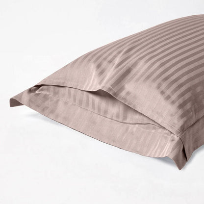 Hometerior Luxe Satin Stripes Bedsheet – Soft Blush, Dreamy & Elegant - 210 TC